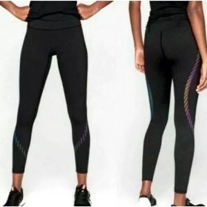 Athleta Black Spectrum Sonar Reflective 7/8 Tights Running 158851 Sz XS